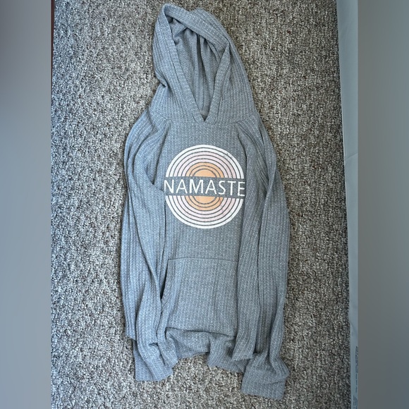 Waffle Knit Hooded Sweatshirt - Namaste graphic - Picture 6 of 10
